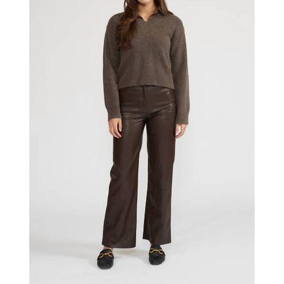 NEW LUCY PARIS oren mixed media top in espresso - Picture 5 of 5